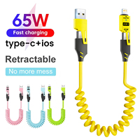 Zinc Alloy USB-C 4IN1 65w Fast Charging Cable for iPhone Usb Type C Cable For iPhone Xiaomi Samsung PD spring data cable USB