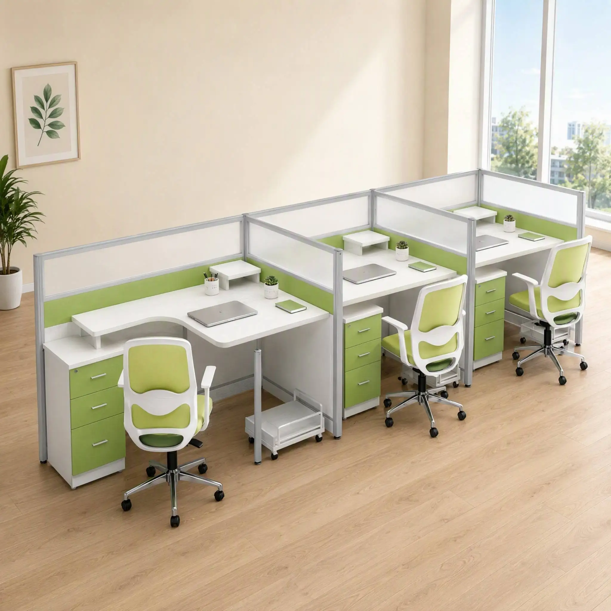 Modern Wooden Modular Office Desk 2 4 6 8 Seater Coworking Workstation Extendable Open Space Workplace Furniture Office Staff