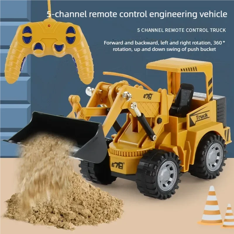 5-Channel Remote Control Excavator Toy - 3.6V Battery, USB Charging, 29cm Size