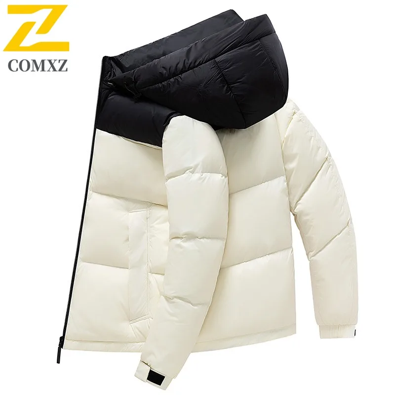COMXZ Comfortable Bread Jacket Hooded Fashion Solid Color Ski Puffer Jacket 2025 Work Lightweight Padding Coat Men's Clothing