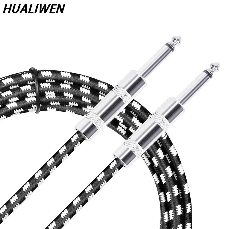 30/60cm Anti-noise Electric Guitar Cable Effect Pedal Cable Audio Cable Durable Woven Jacket Short Bass Musical Instrument Cable