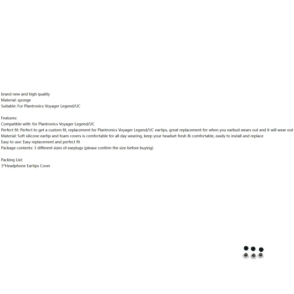 

Large Medium Small Eartips Protectiv Caps Replacement Earplug Protector Silicone Earbuds Cover For Plantronics Voyager Legend/UC