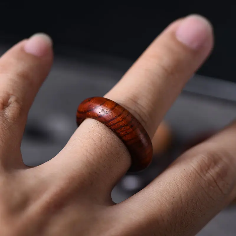 لتقوم بها بنفسك خواتم الخشب الطبيعي ريترو خشب الصندل الأبنوس باقان سحب الاصبع اليدوية خشب الأبنوس فنجر مصقول خاتم هدية للرجال النساء