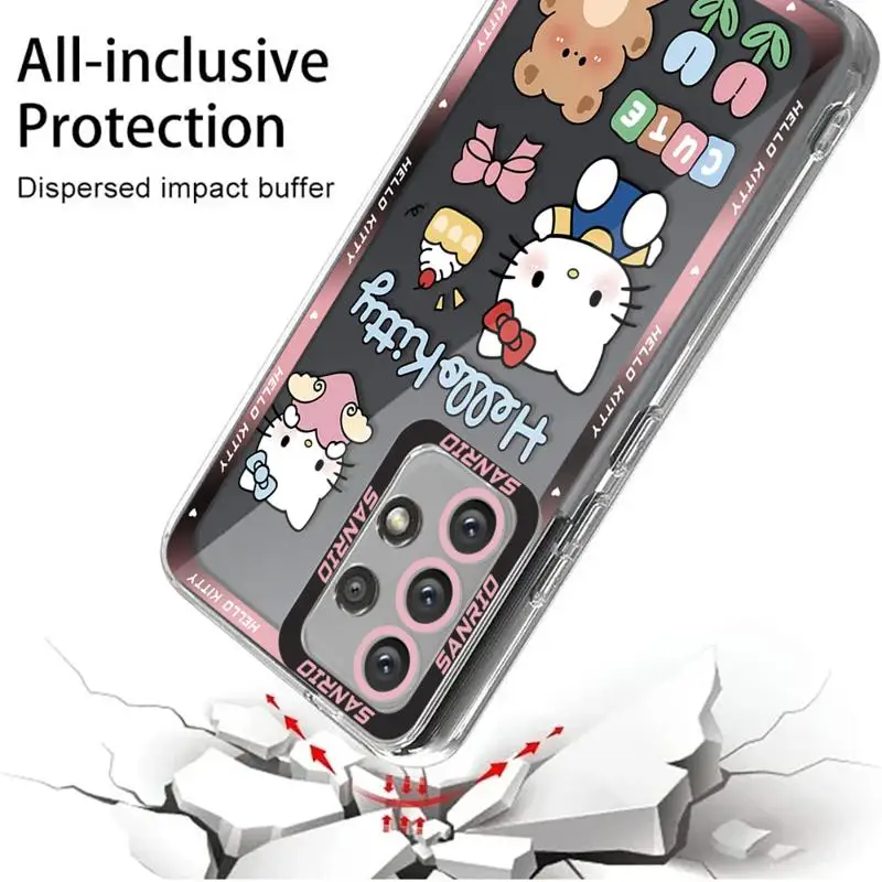 Super Cartoon Cas HelloKitty phone case for Samsung A55 5G A25 A22 A15 A34 A14 A71 A52 A50 A12 A13 A32 A31 A73 Clear funda Cover