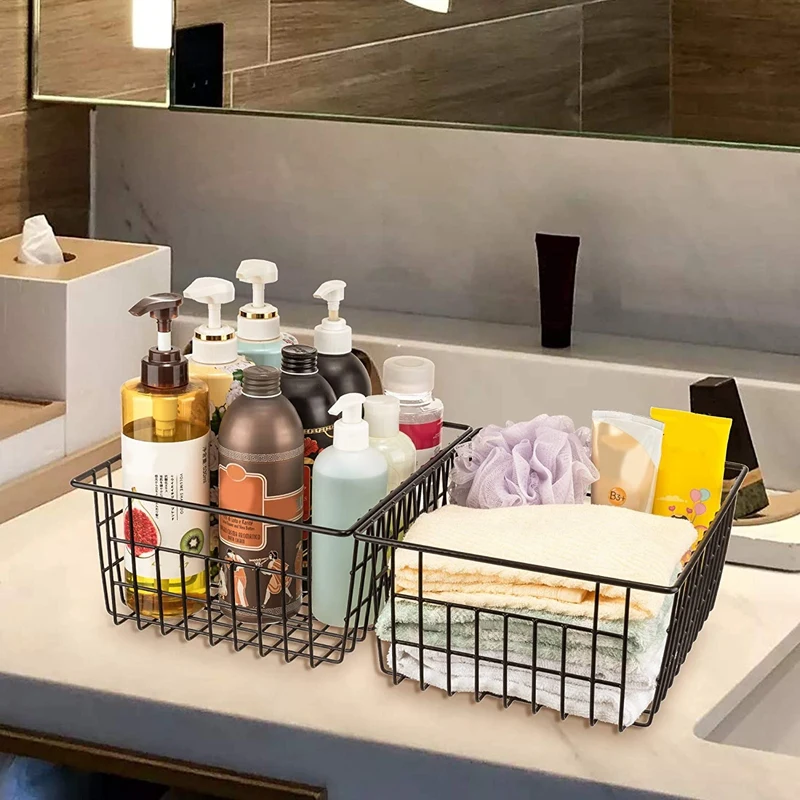 Paniers de rangement en fil métallique pour congélateur et réfrigérateur, lot de 4 paniers en métal pour le stockage des aliments avec Foy intégré, nouveau