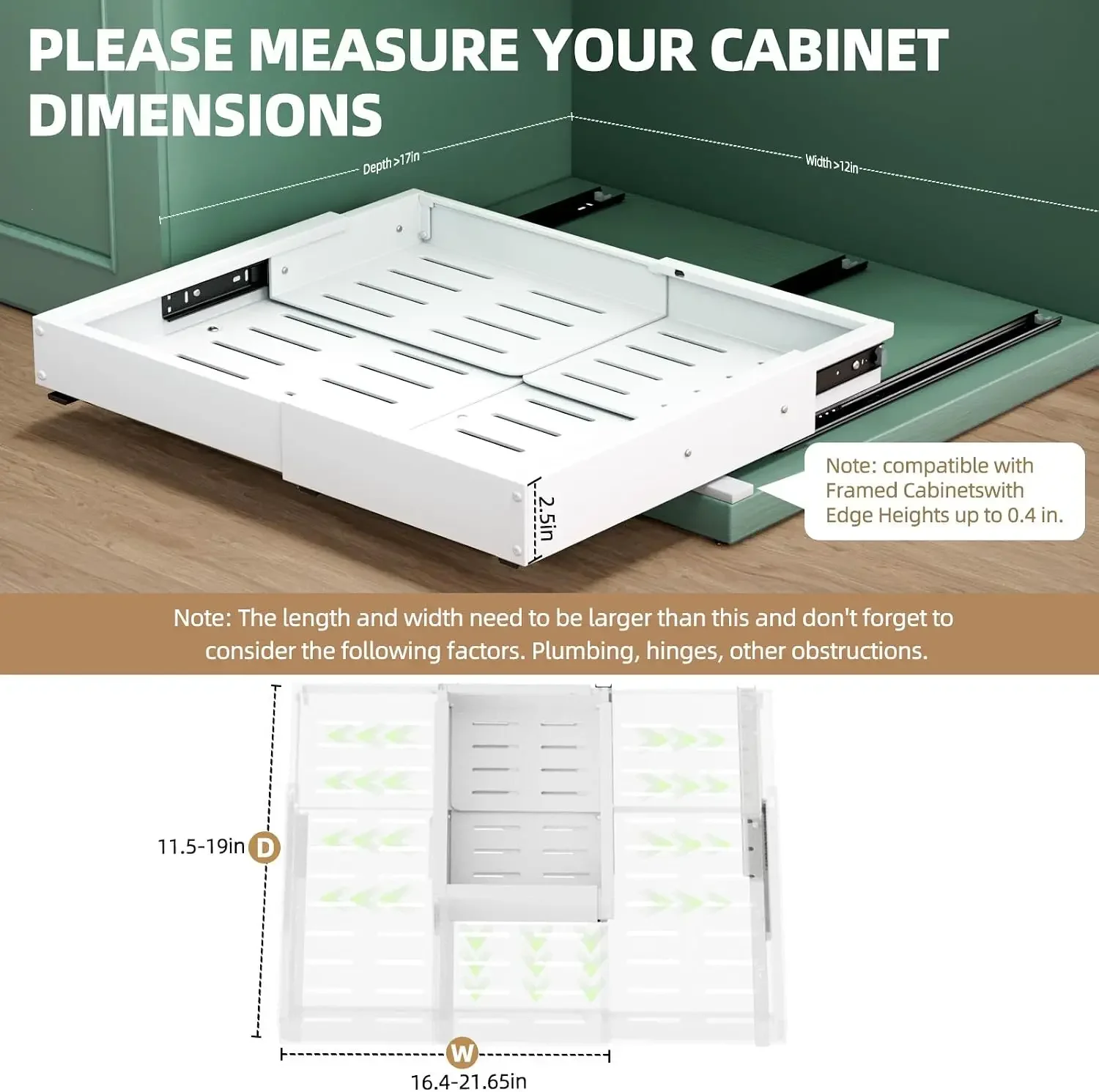 2 Pack Expandable Pull Out Cabinet Organizer, Width (12