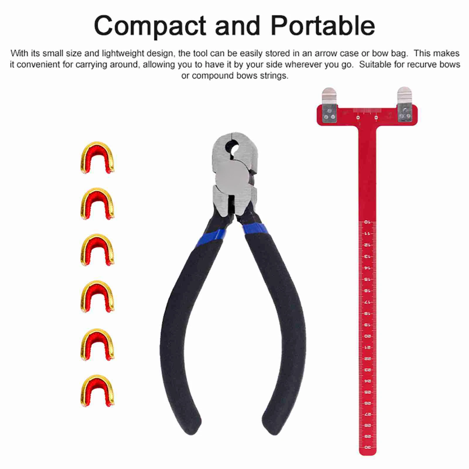 Archery Adjustment Tool Bow String Nocking Points Pliers T Squares Tuning Ruler for for Recurve Compound Bowstring Accessories