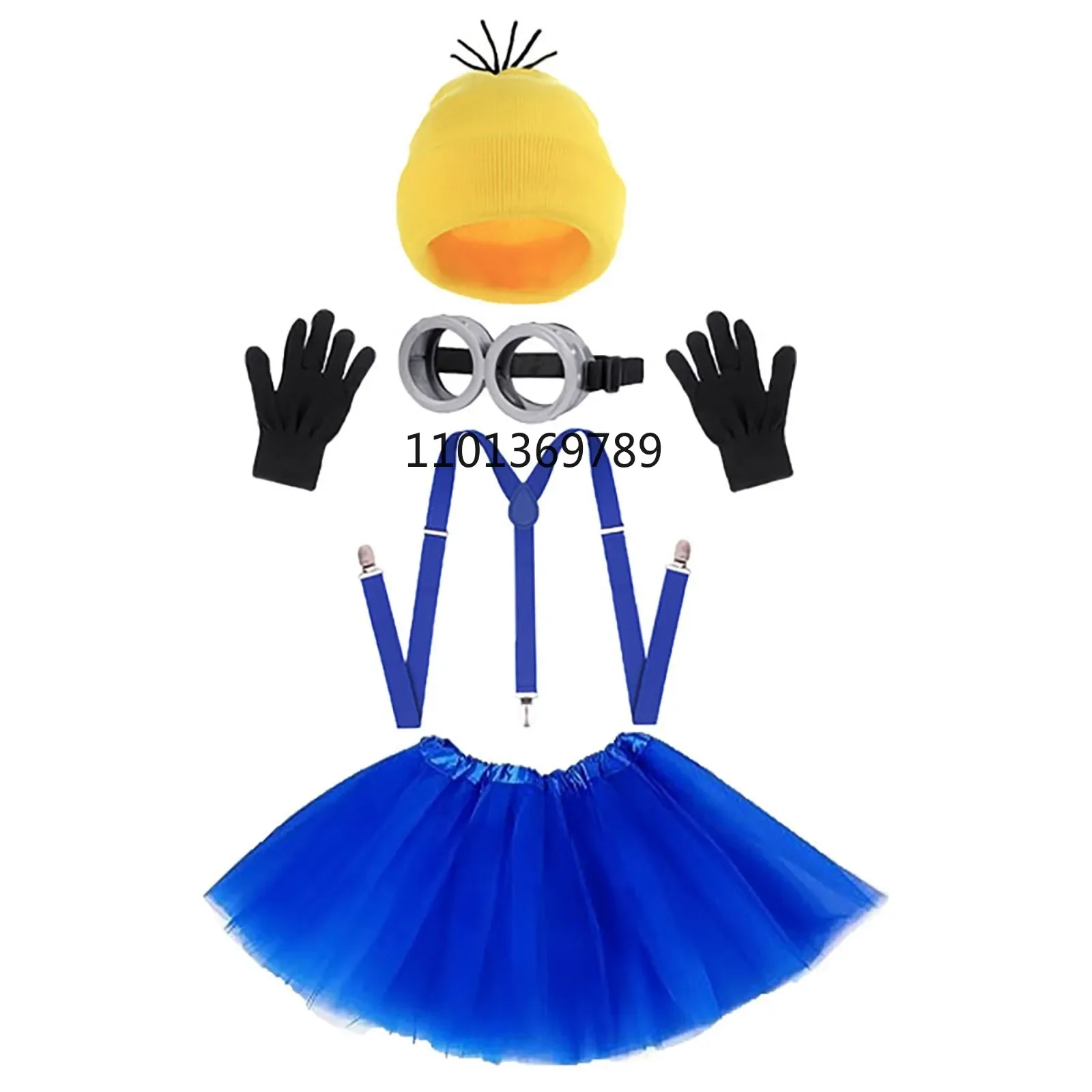 Halloween Disfraz Minions Party Costume Akcesoria dla dorosłych Mężczyźni Kobiety Cosplay Party Zestaw Kapelusz Oczy Rękawiczki Zestaw na imprezy Tutu Skrit