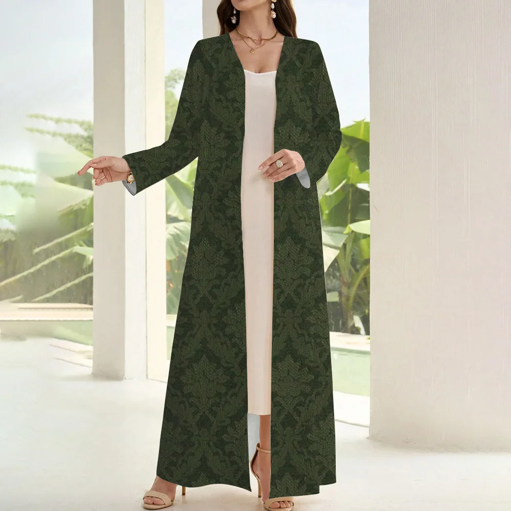 Demure Green Muslim Abaya 2024 Femme Turkey Kaftan Islamic Clothing Muslim Abaya One Piece Type Ramadan Printing Abaya Dresses