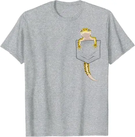Cute Lizard Reptile Leopard Gecko Pocket Gifts Men Women Kids T-Shirt Funny Y2k Design Aesthetic Clothes Novelty Gift Gecko Tees