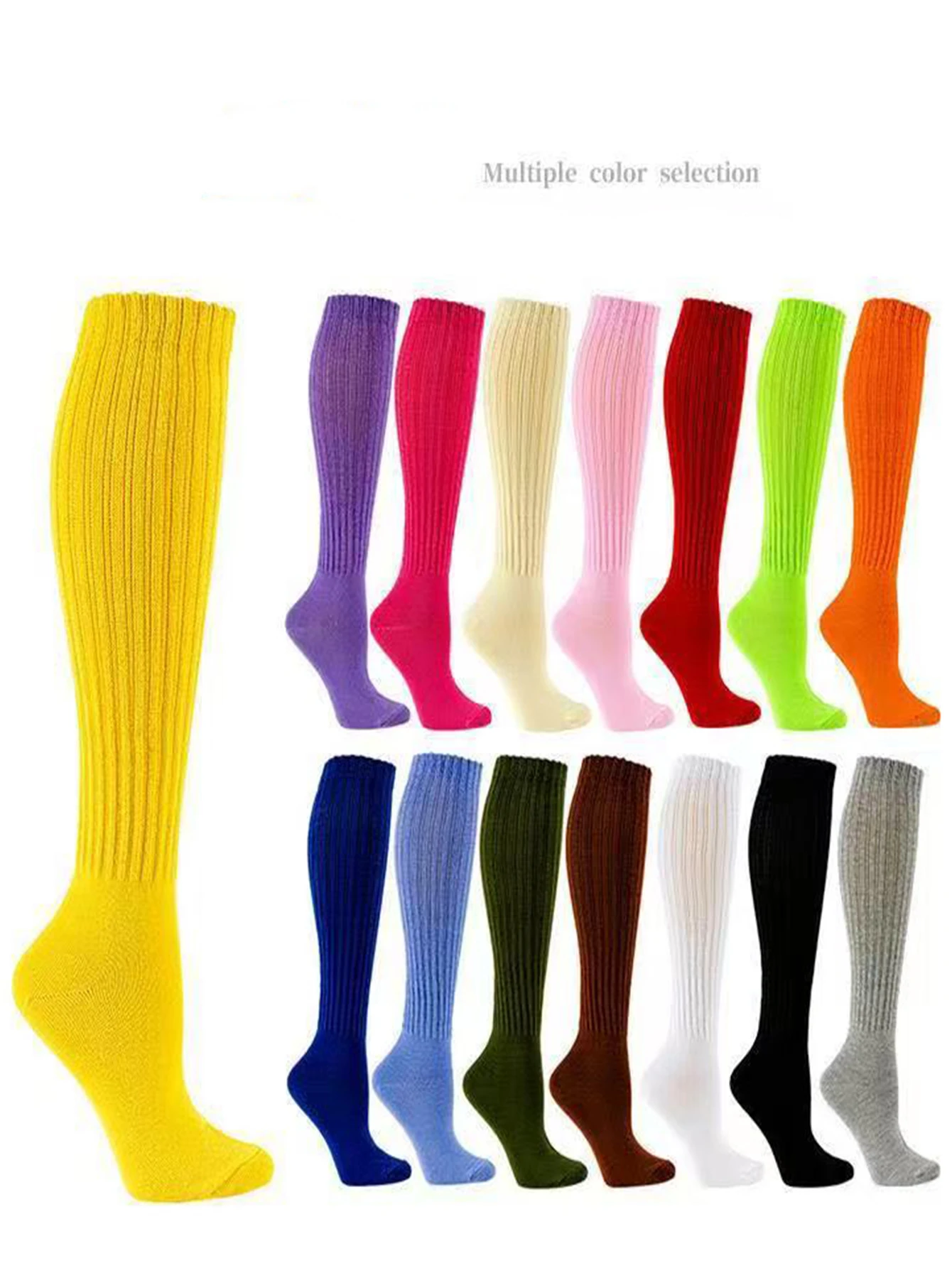 1/2/3/4/5/6 Pairs Random Color Women's Solid Slouch Calf Socks, Breathable Casual Fashion Crew Socks