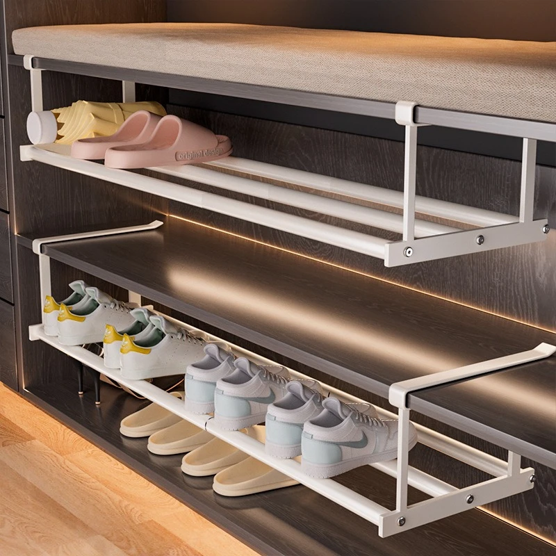 

Shoe rack Household retractable cabinet Layered baffle holder Hanging rack Storage artifact Finishing holder