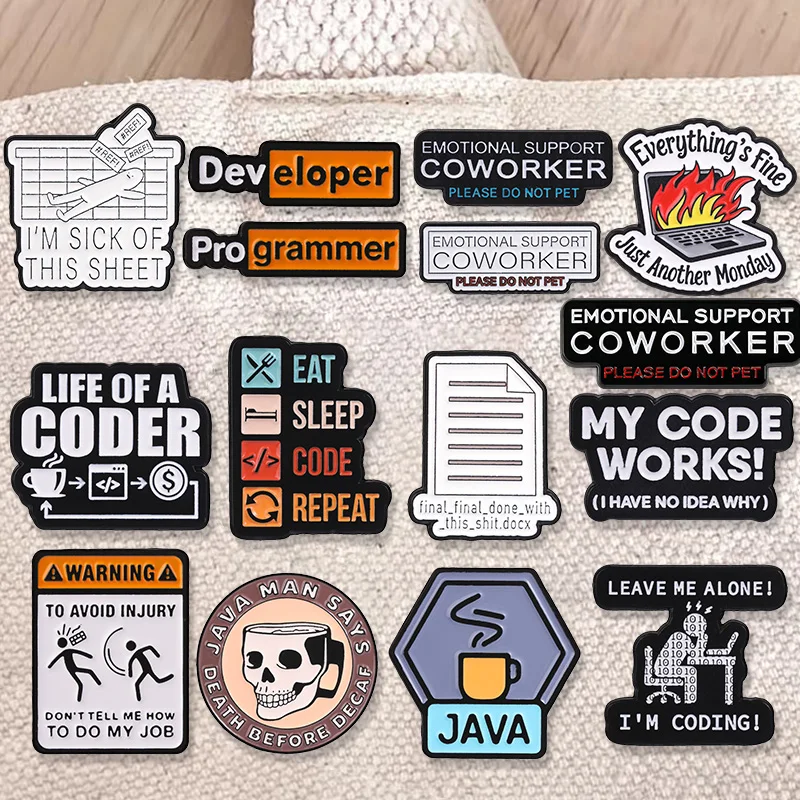 Java-Programmierer-Humor-Emaille-Anstecker, Slogan-Pin, Brosche, Metall-Accessoires für Kleidung, Taschen, Geschenke, Schmuck – Detail 7