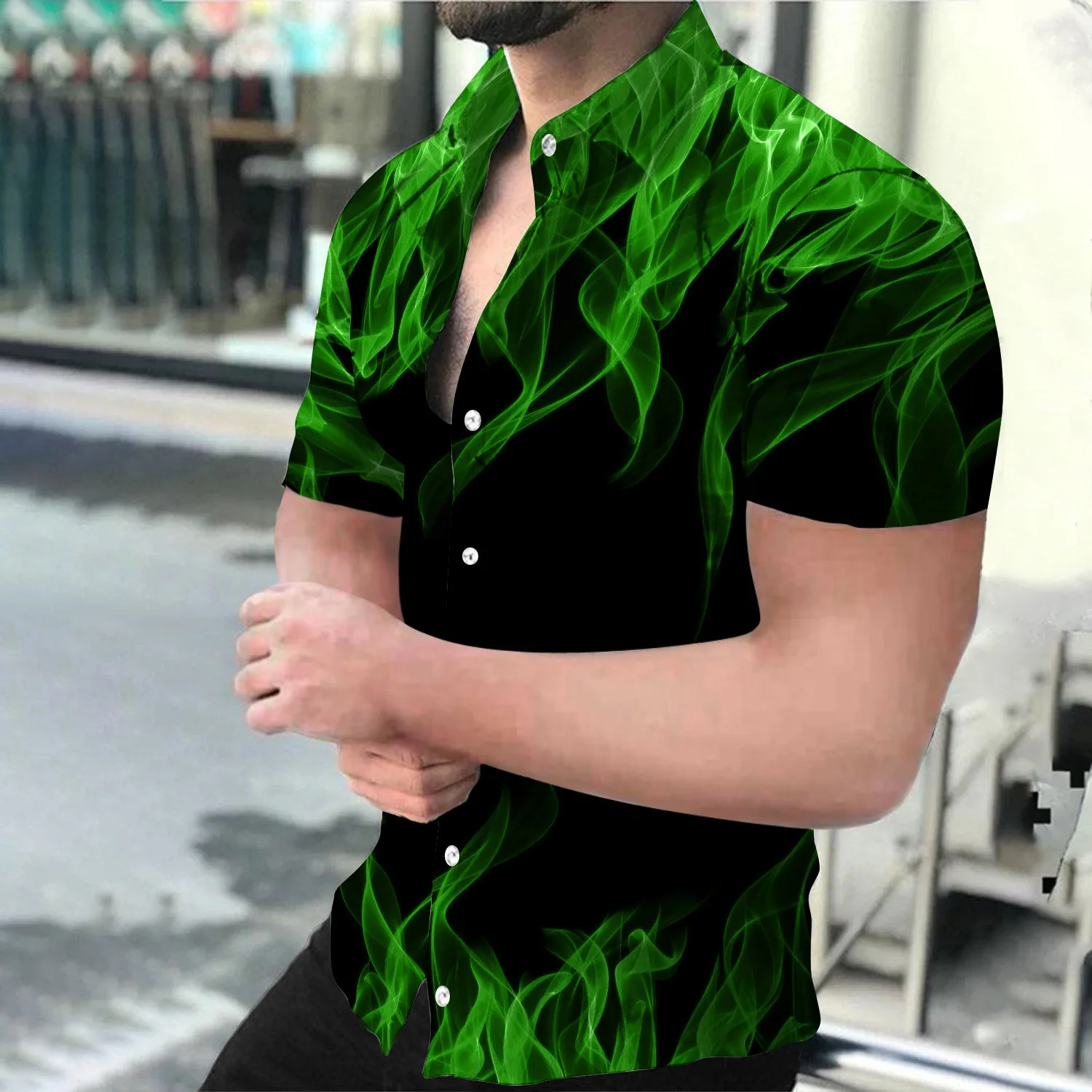 

Summer New Men's V-neck Slim Fit Short Sleeved Shirt