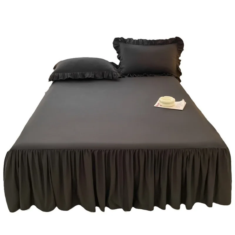 Lace single bed skirt solid color non-slip protective lotus leaf lace separate bed skirt