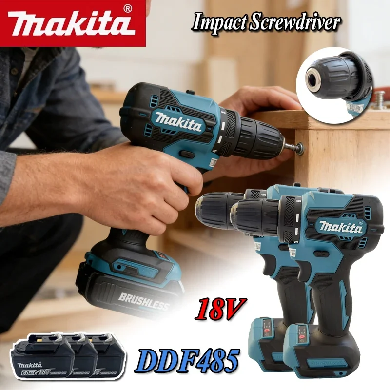 

Оригинальный аккумуляторный ударный шуруповерт Makita DDF485 с бесщеточным двигателем, перезаряжаемый электроинструмент для аккумуляторов 18В