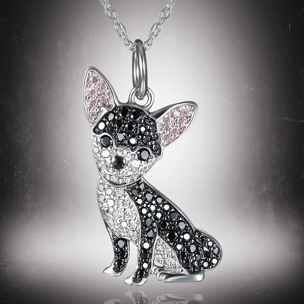 Cute black Chihuahua pet pendant necklace, exquisite and perfect holiday birthday party commemorative accessories, jewelry gifts