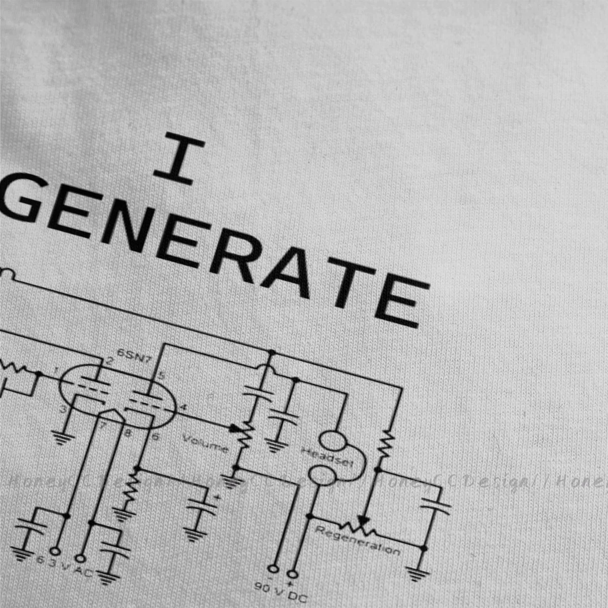 Vacuum Tube 2021 New Arrival T-Shirt Vacuum Tube Regenerative Receiver Unique Design Shirt Crewneck Cotton for Men TShirt