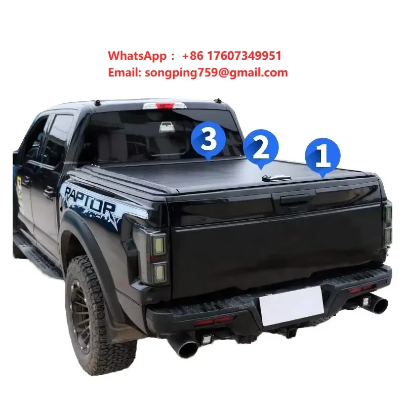 Aluminum Alloy Folding Retractable Tonneau Cover with Waterproof & Locking Functions Universal Fit for Ford F-150 RANGER