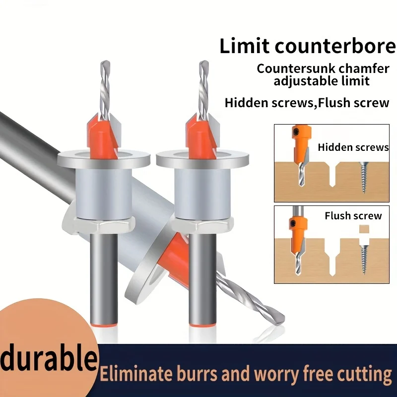 Adjustable Countersink Drill Bits 8mm Shank Drill Bit Set Screw Woodworking Chamfer Tool Quick Change 2.8mm 3mm 3.2mm 3.5mm 4mm