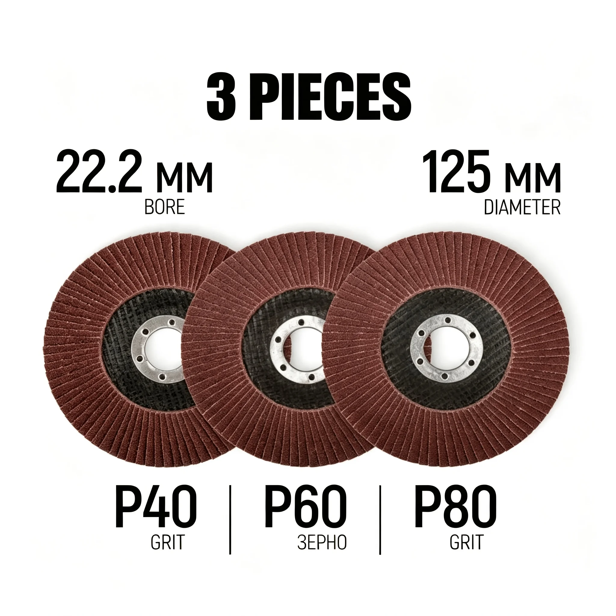 3Pcs 125mm Flap Disc 22.2mm Hole P40 P60 P80 Abrasive Sanding Disc Angle Grinder Wheel for Metal Grinding