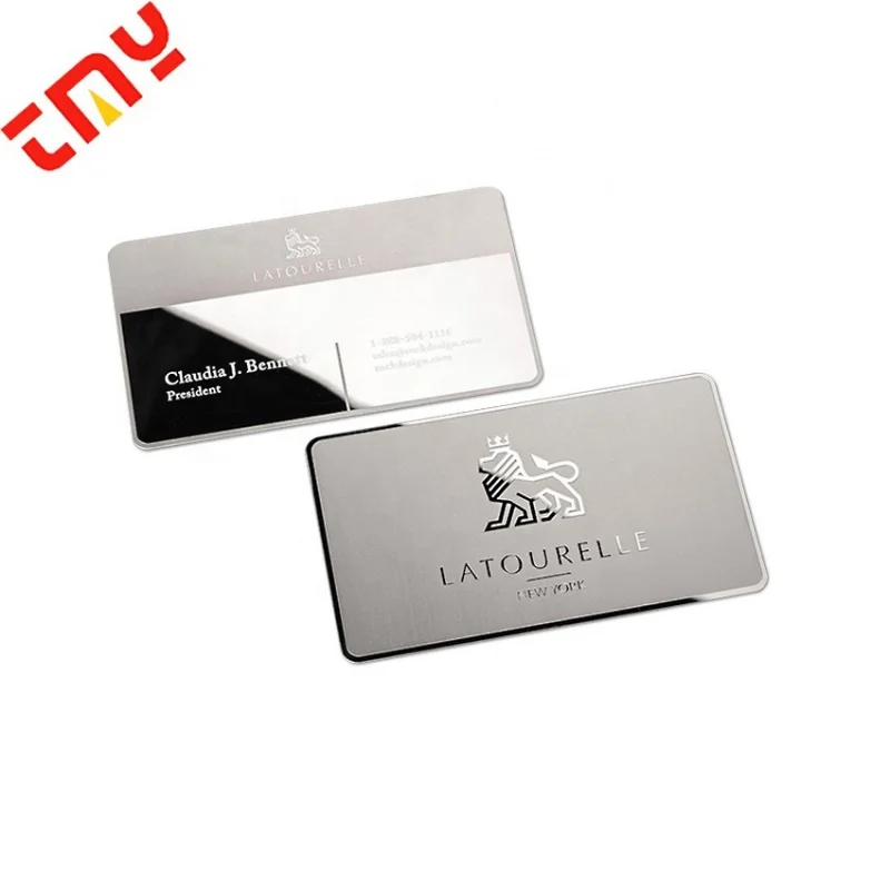 custom Top Grade Wholesale Modern Unique 0.8MM Custom Logo Luxury Blank Stainless Steel Mirror Metal Business Card For Laser Eng