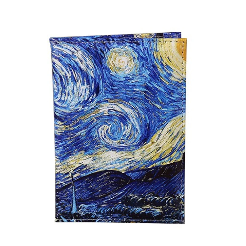 

Fashion Lightweight Women Men PU Leather Travel Starry Sky Passport Cover Wallet Landscape Protective Passport Card Holder Case