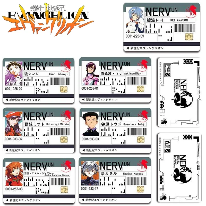 10pcs Evangelion Anime Credit Card Skin Sticker for Credit Card Debit Card Ayanami Rei Akane Waterproof Stickers Big Small Chip