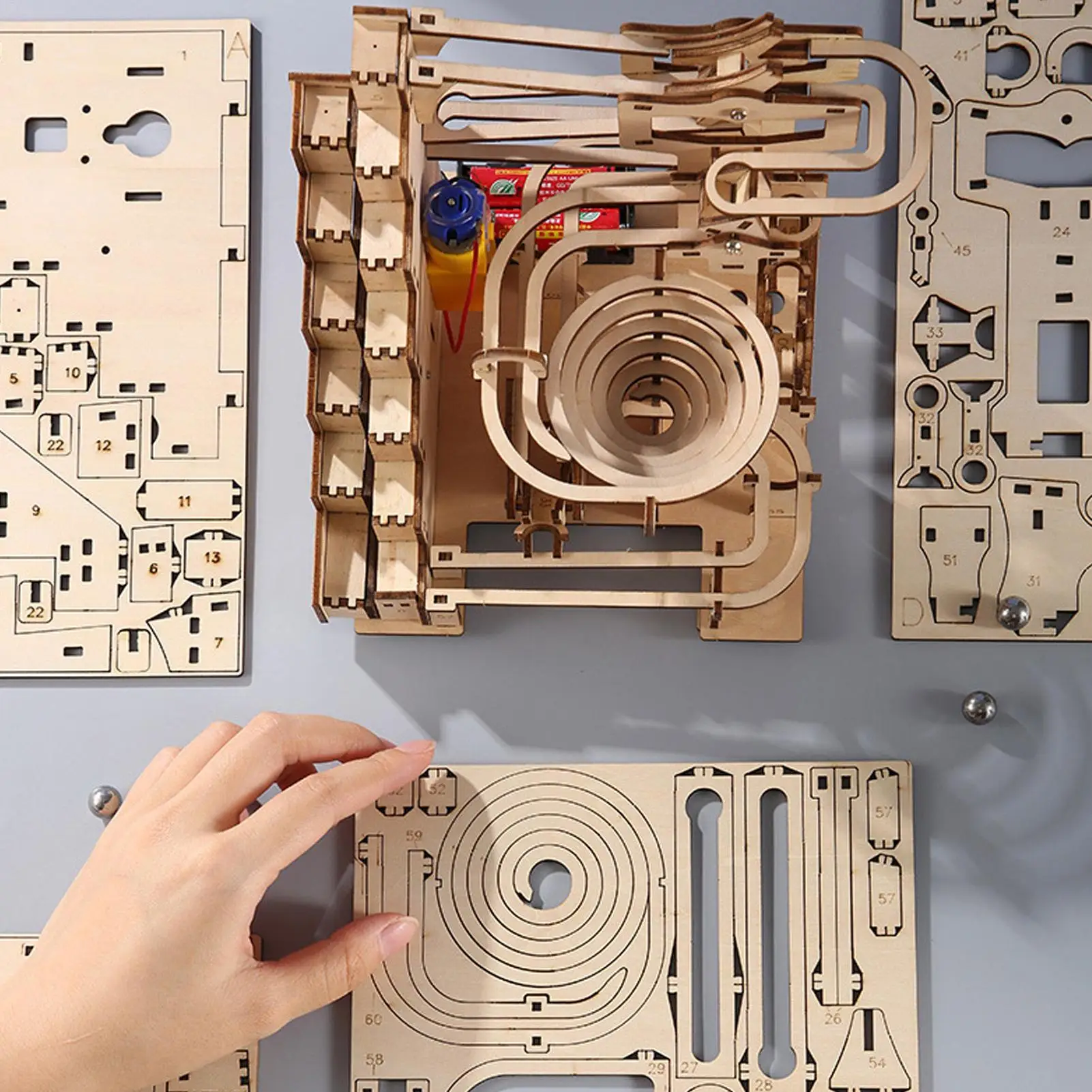 Rompecabezas de madera 3D, Mini juego de carrera de mármol, bricolaje, pista mecánica, modelo Manual, Kits de bloques de construcción, juguete para regalo para adolescentes y adultos