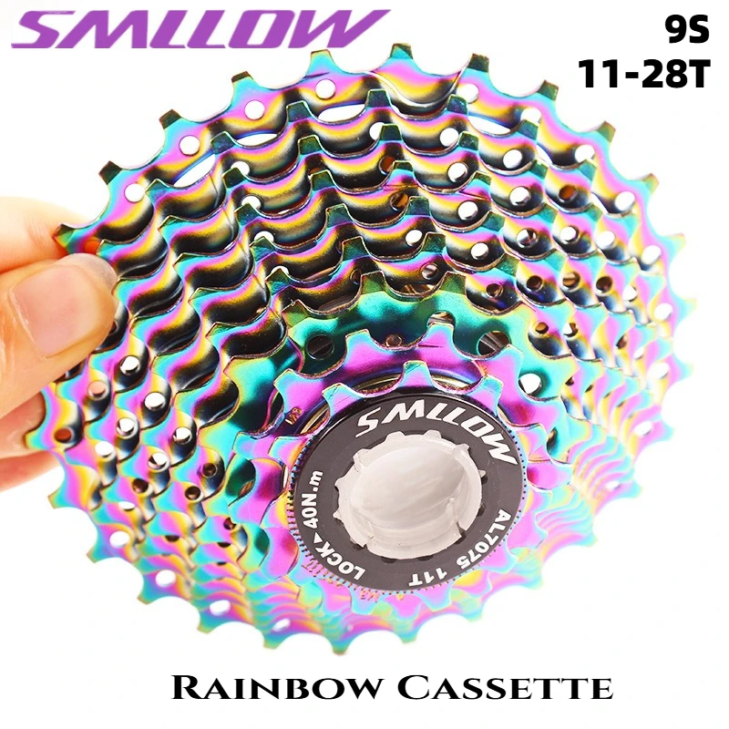 

Кассета SMLLOW 9 скоростей 11-28T, ультралегкая, радужная, для шоссейного велосипеда, для трансмиссии шоссейных велосипедов