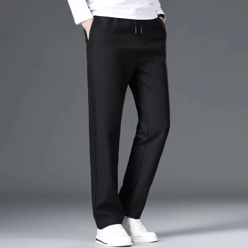 45-105KG Plus Size Men's Casual Pants Business Stretch Slim Fit Elastic Waist Classic Blue Black Gray Male Brand Trousers L-5XL