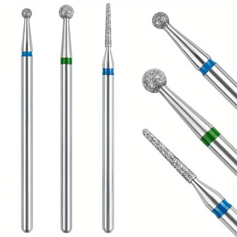 3Pcs/Bag Diamond Nail Drill Bit Set Electric Milling Cutters For Manicure Rotary Burr Cuticle Clean Manicure Drill Accessories