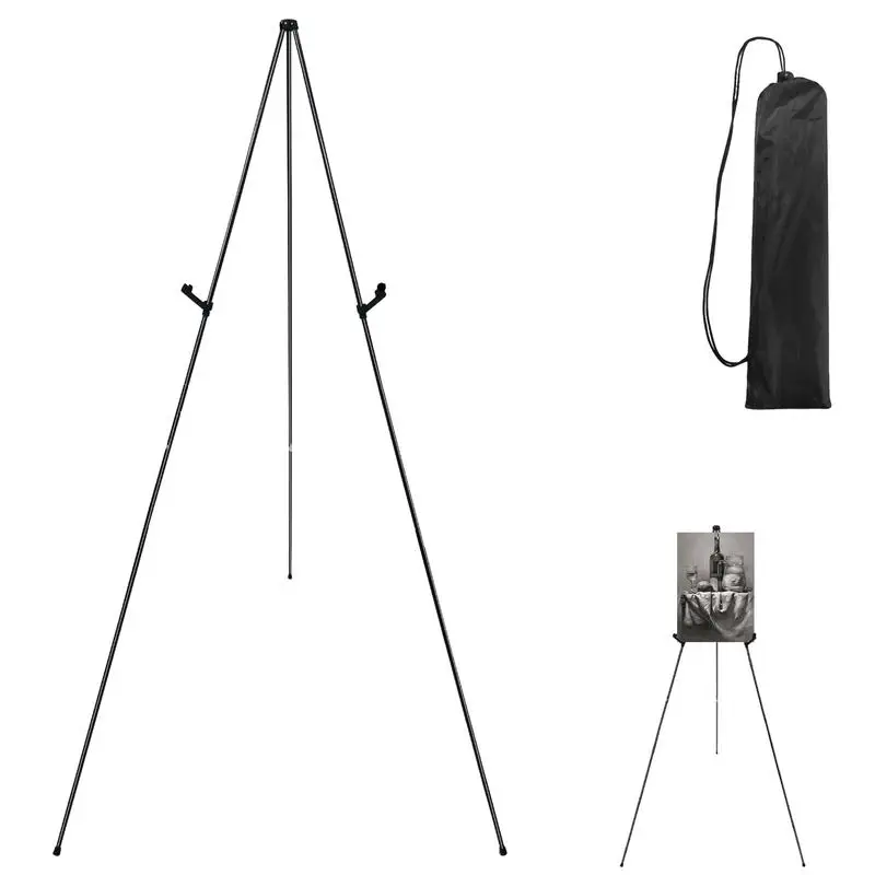 Easel Stand For Painting Collapsible Portable Floor Easel Black Easel Stand For Display Wedding Sign & Poster Adjustable Folding