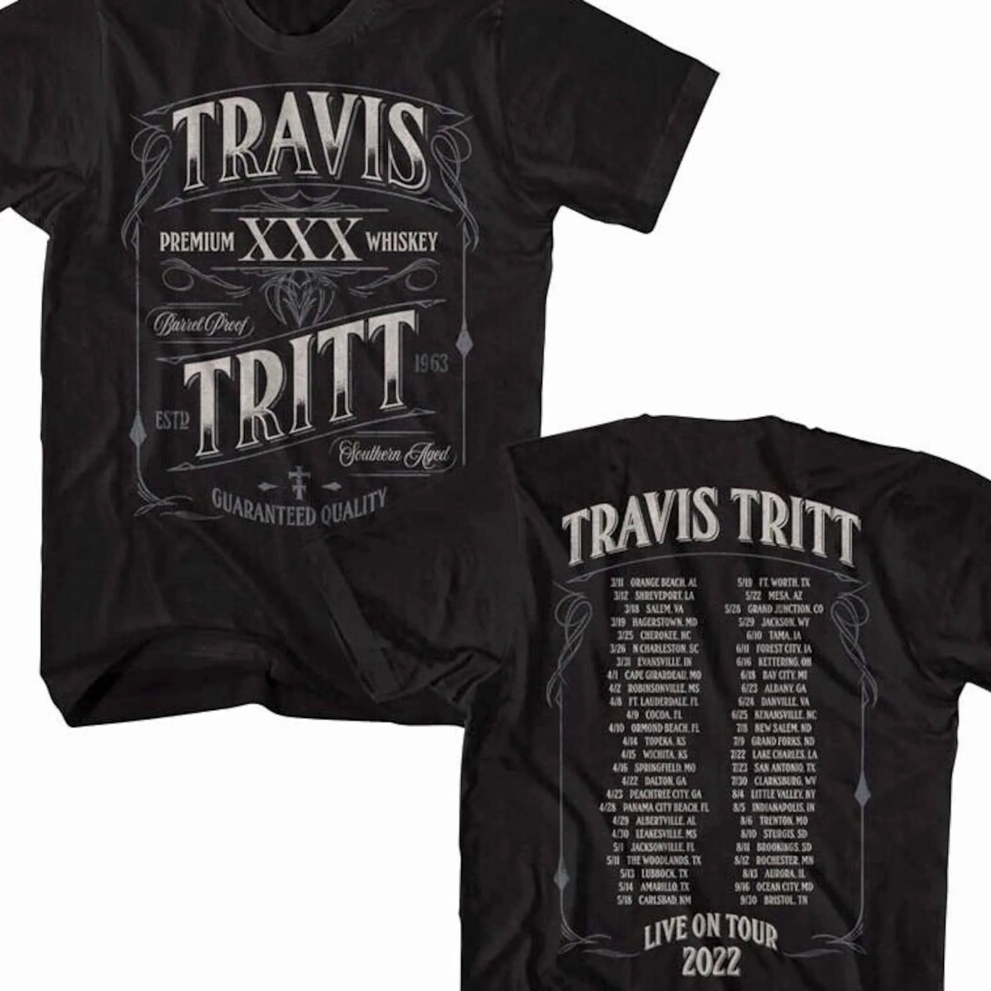 Travis Tritt Men's T Shirt Premium Whiskey Tour 2022 Tees