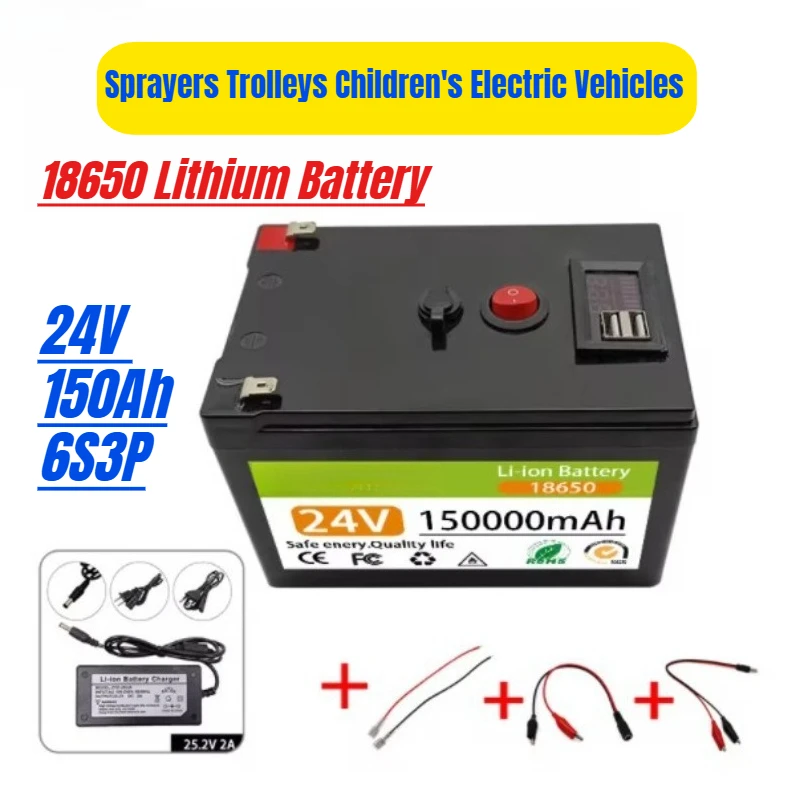

24V 150Ah 6S3P 18650 Lithium Battery Pack for Sprayers Trolleys Children's Electric Vehicles