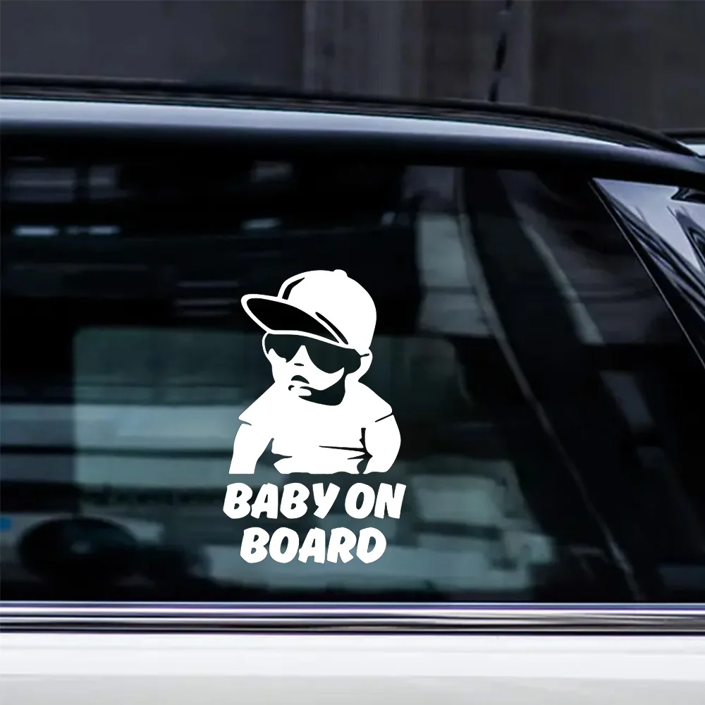 BABY ON BOARD Cool Boy Sticker Self Adhesive Waterproof Anti-scratch Vinyl Decal For Car Window Bumper,11x18cm - view 2