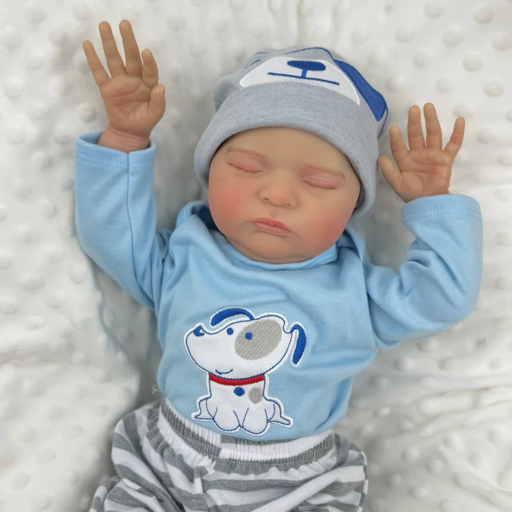 

BZDOLL 50 CM 20 Inch Lifelike Asleep Reborn Baby Doll 3D-Skin with Visible Veins, Vinyl Limbs Cloth Body, Perfect Birthday Gift