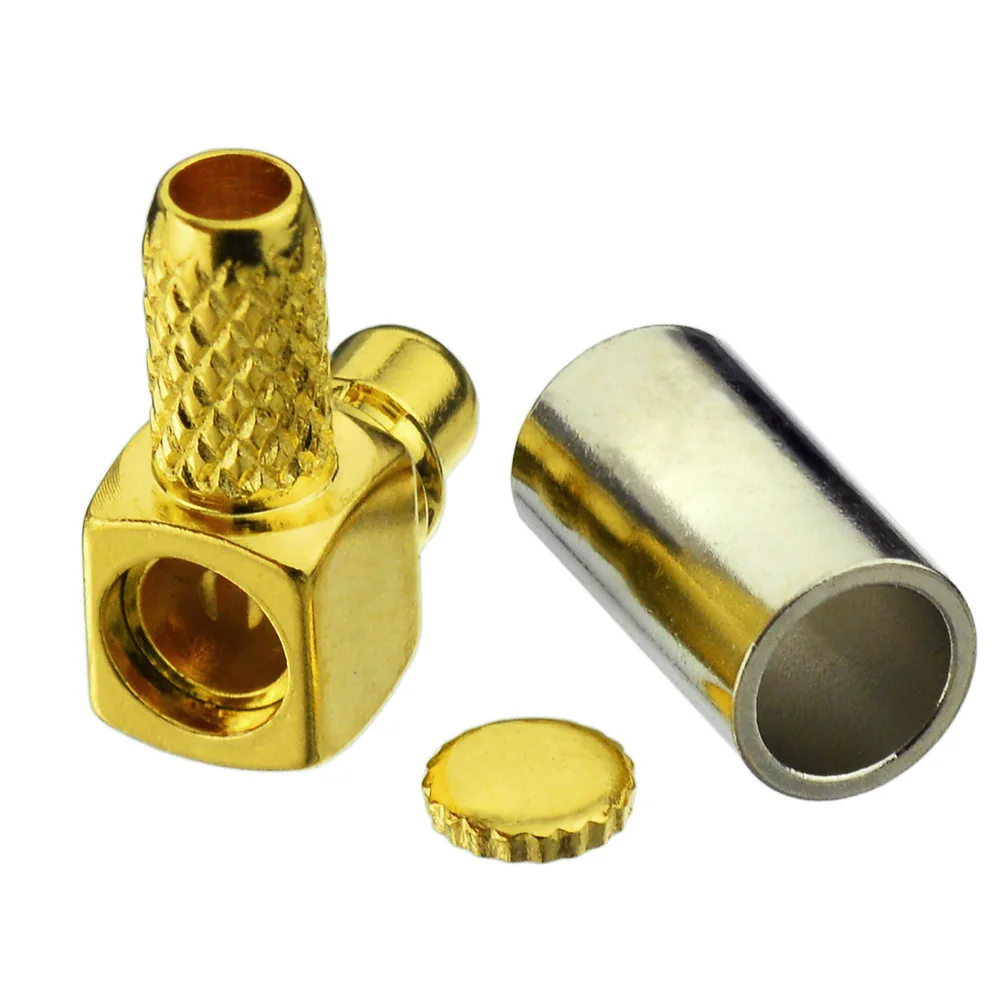 Superbat MMCX Male Crimp Right Angle Gold RF Coaxial Connector for Cable RG174,RG316,LMR100