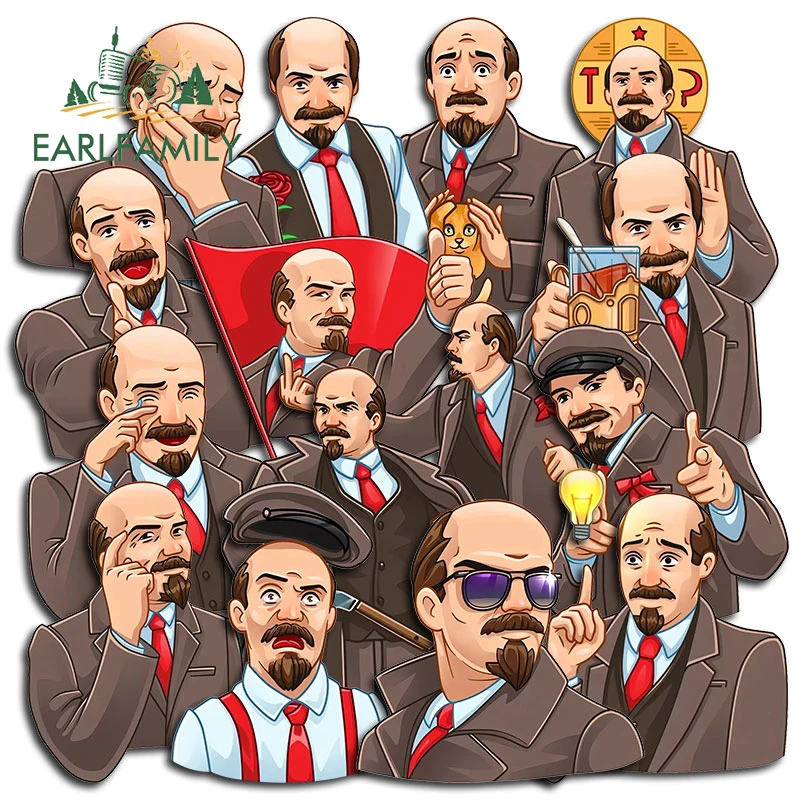 EARLFAMILY 13cm for Lenin Soviet Union Car Stickers Cartoon Graffiti Vinyl Car Accessories Decal Campervan Motorcycle Sticker