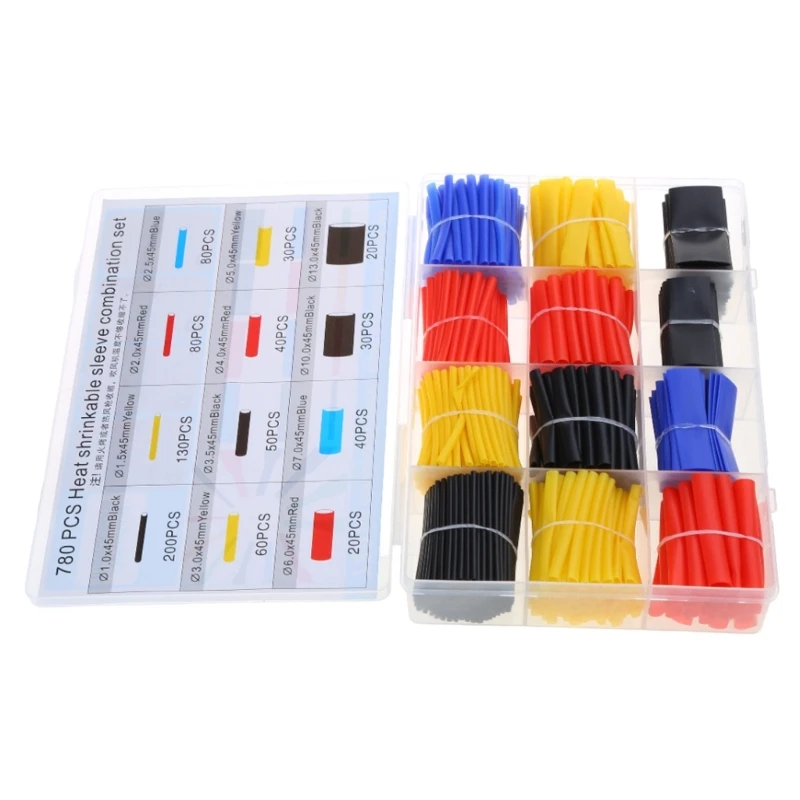 

750/780/800pcs Heat Shrink Tubing 2:1 Heat Shrink Tube Wire Shrink Wrap Electrical Wire Assortment Kits