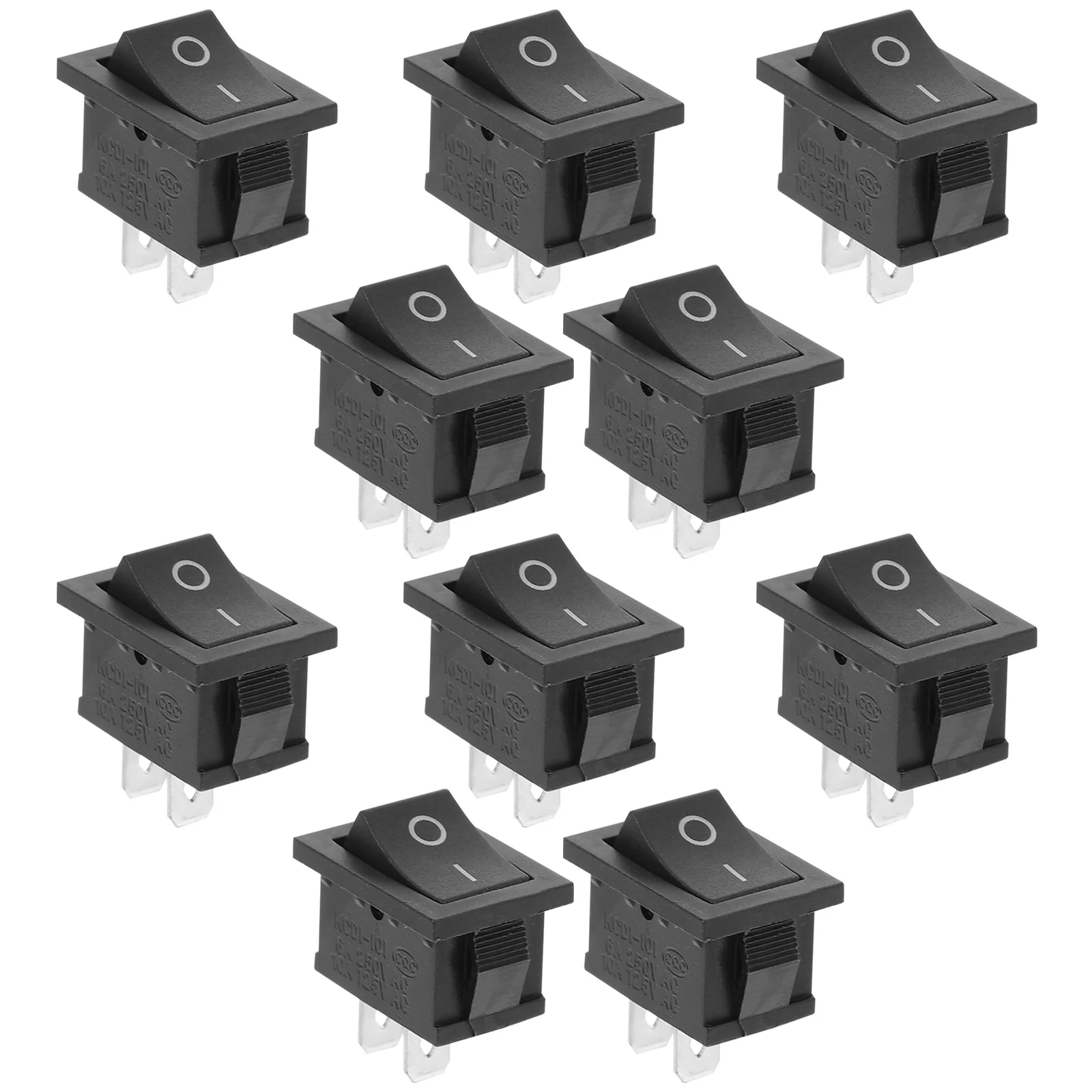 

10pcs 2Pin Boat Rocker Switch Black 2.1X1.5X1.5Cm Toggle On/Off For Led Strips Bulbs Student Project Push Button Safety