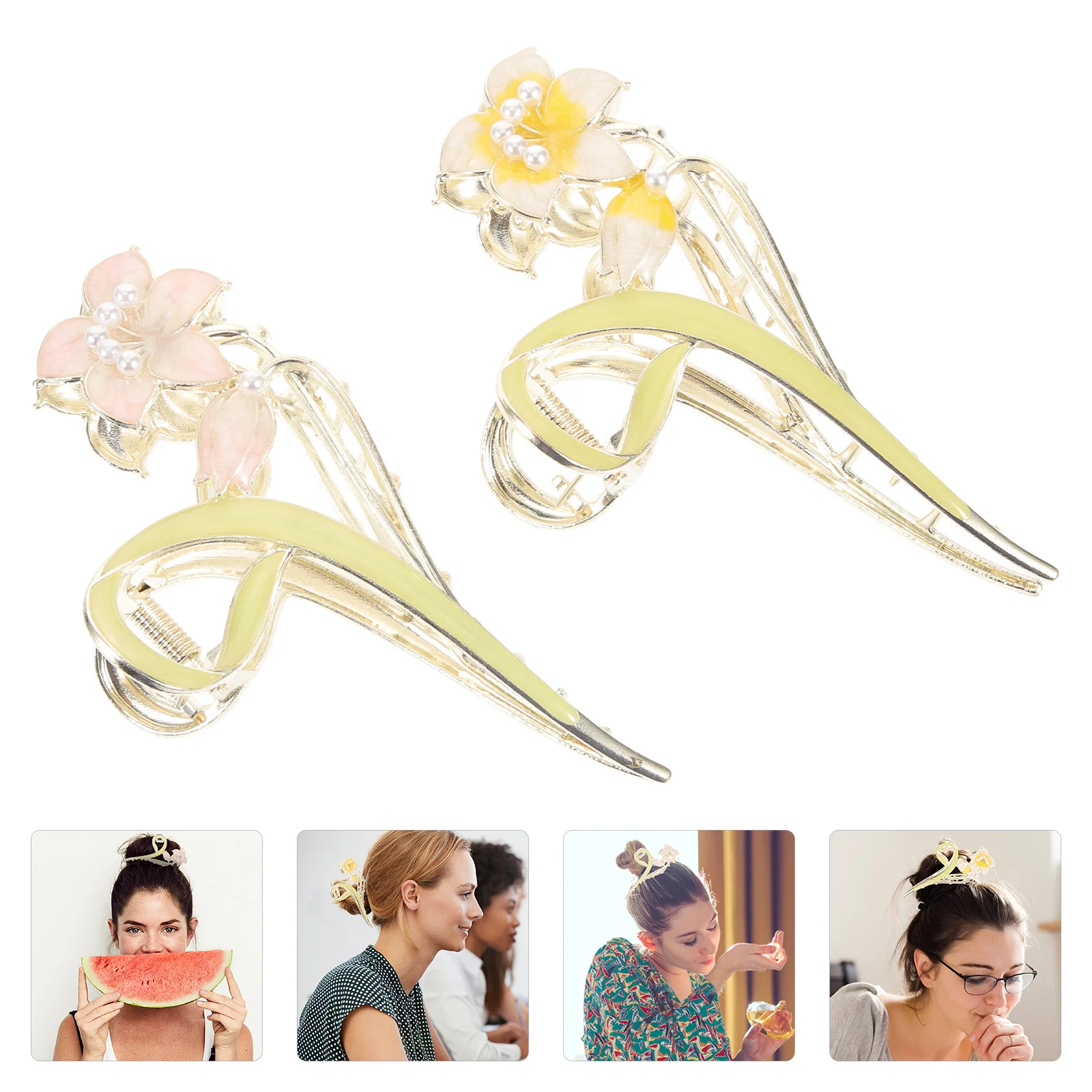 

2Pcs Large Metal Hair Claw Clips Lily Flower Design Nonslip Gripper Clips for Thick Long Hair Accessories Lily Flower Clip
