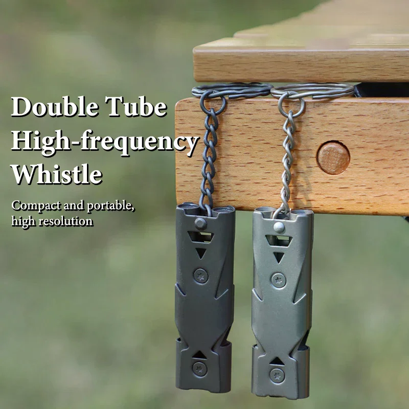 

Double Pipe Whistle Pendant Keychain High Decibel Portable Outdoor Survival Emergency Camping Tool Multifunction 1PC