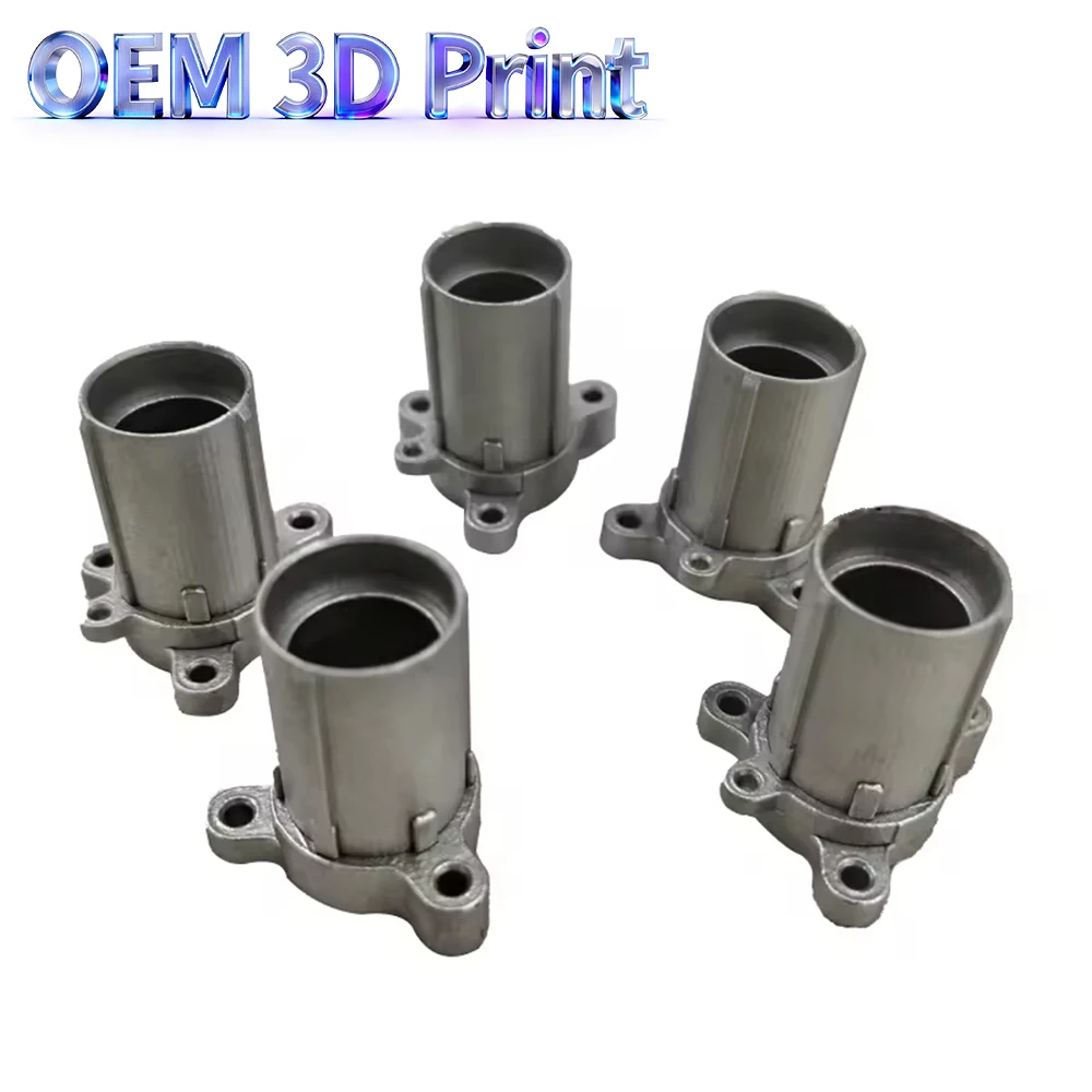 OEM SLM Metal 3D Printing Custom Flange Mount Sleeve Bushing Cylindrical Housing Stainless Steel Alloy Bearing Sleeve Tubular