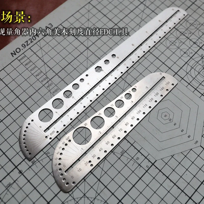 EDC Titanium Alloy Ruler Stainless Steel Measurement Math Outdoor  Portable Survival Safety Gear Multi-functional Tools Titanium