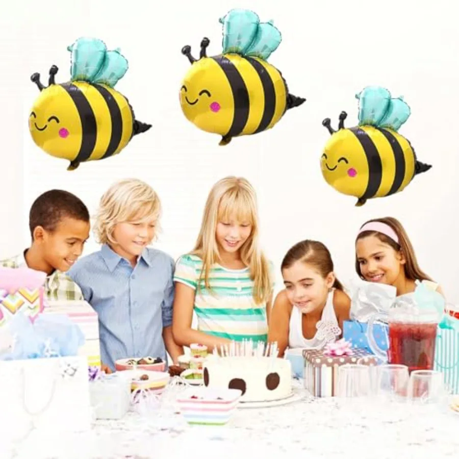 6個入り 蜂バルーン 31インチ 可愛い笑顔の蜂バルーン 黄色と黒の蜂ホイルマイラーバルーン 素敵な森のミツバチバルーン