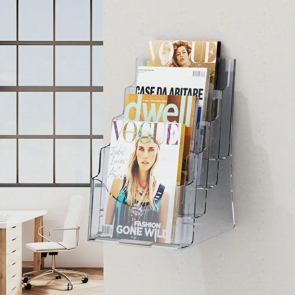 

Brochure Holder 8.5 X 11 Inch, 4Tier Clear Acrylic Literature Display Stand, Plastic Literature Organizer Flyer Stand Removable