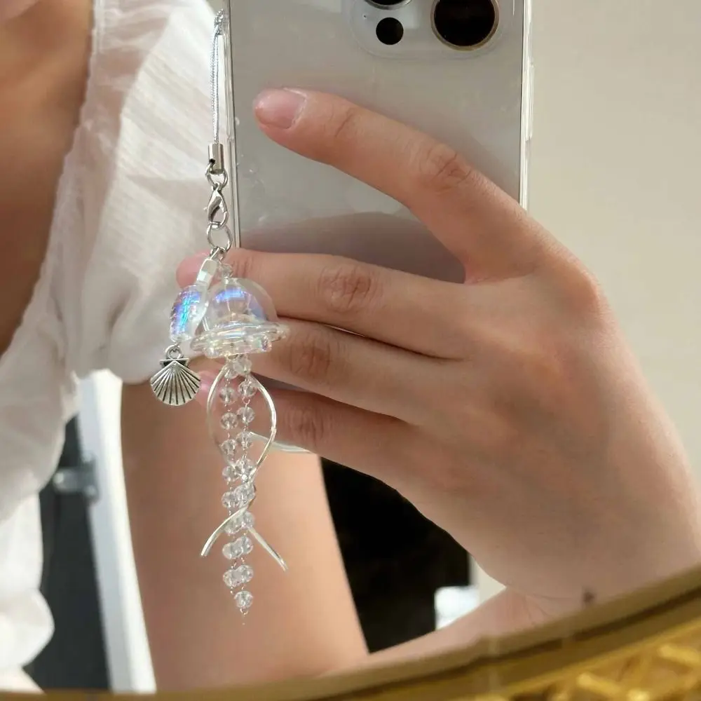 

Star Sea Shell Jellyfish Key Chain Ocean Theme Y2K Lanyard Beaded Phone Lanyard Pendant Handmade Jellyfish Phone Charm Schoolbag