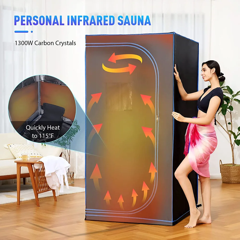 Portable Far Infrared Sauna Hot Sale Full Body Home Spa Bath with Heating Foot Pad and Fold Chair New Style