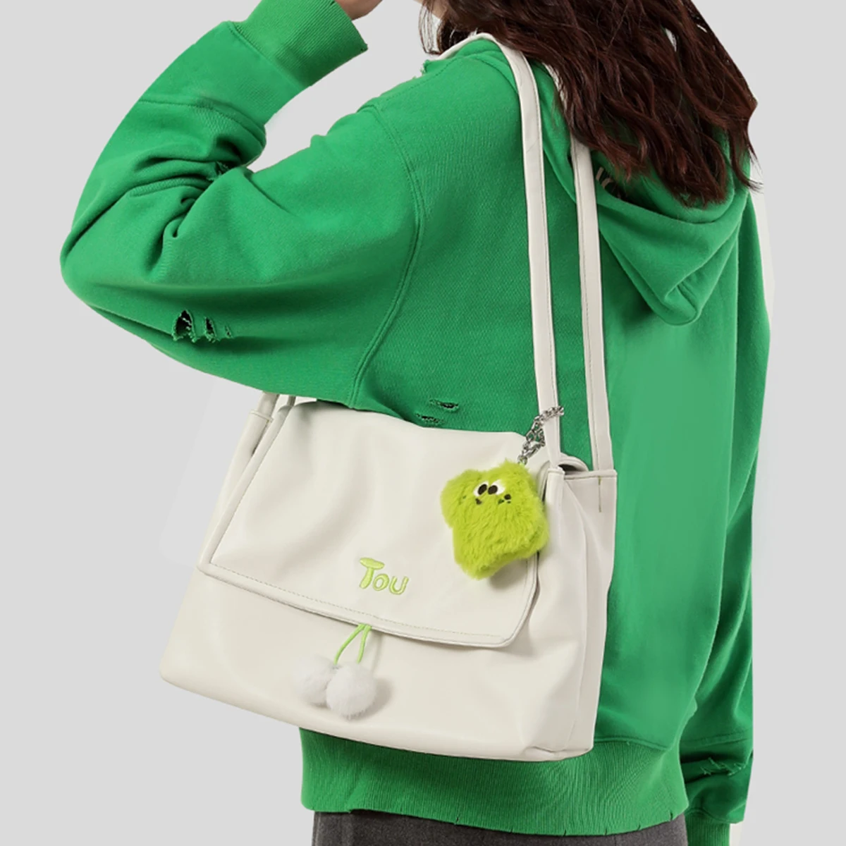 

TOUTOU Tote Bag for Women Large Capacity Handbag Magnetic Closure Furry Accessory Shoulder Crossbody Bag Christmas Gift